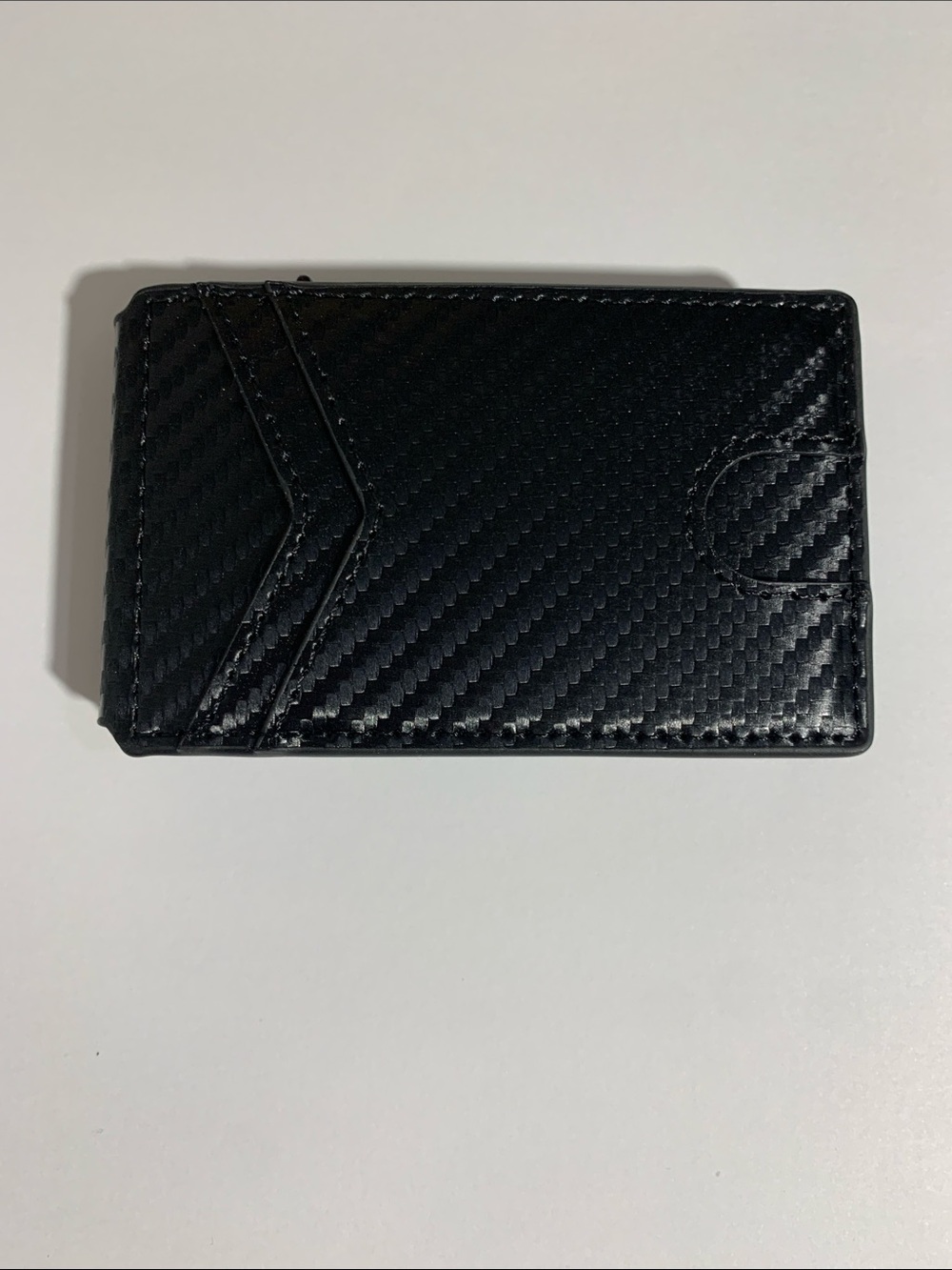 Slim Carbon-Texture Money Clip Card Holder - Black